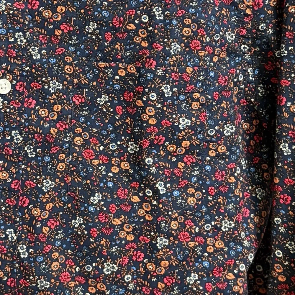 J. Crew Men's Slim Fit Floral Button-Down Shirt Size M Navy Multicolor Preppy